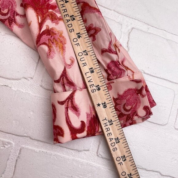 Chicos Blouse Women 4 20 2XLarge Pink Red Floral Classic No Iron Cotton Stretch - Picture 11 of 14